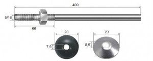 Haste Telha + Porca + Arruelas 5/16 x 400 R55 Inox-316 -10 peas